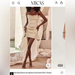 Backless Strapless Ruched Mini Dress